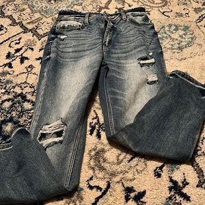Light wash distressed jeans